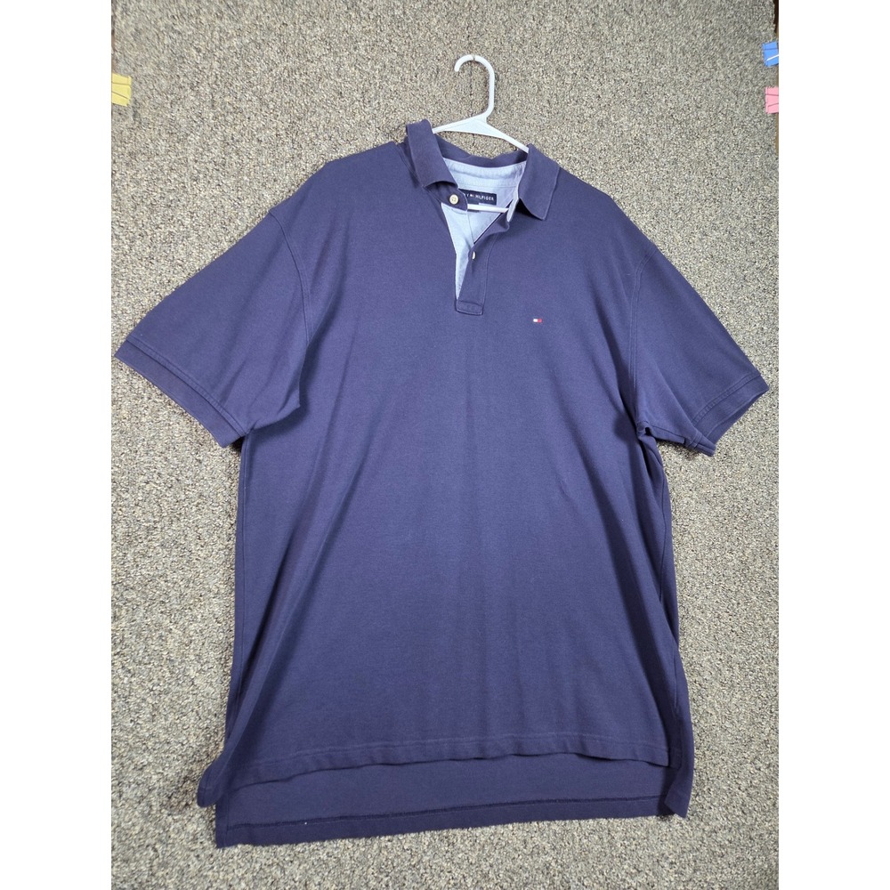 Tommy Hilfiger Polo Shirt Mens XL Navy Blue Cotton Casual Business 0460 - Picture 1 of 8